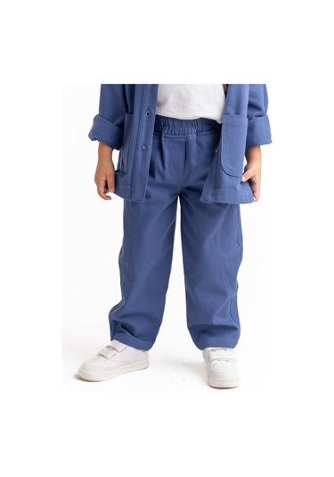 Unisex Gabardin Pantolon Mavi Mavi