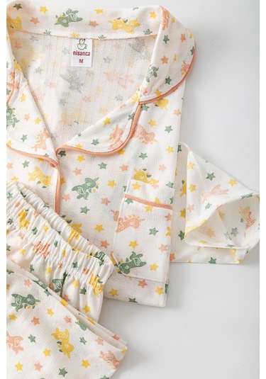 Uzun Kol Gömlek Yaka Kadın Pinterest Pijama Takımı - Mevsimlik Kadın Pijama- Geniş Beden Aralığı Karışık