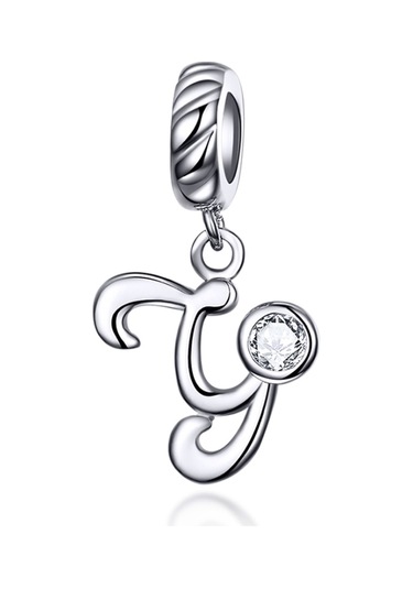 S925 Ayar Gümüş 26 İngilizce Mektup Kolye Dıy Bilezik Kolye Aksesuarları, Stil: Y Çok Renkli