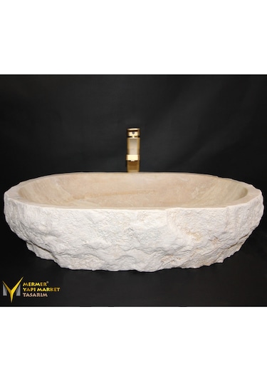 Traverten Elips Kaya Lavabo