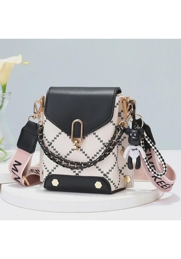 Novahub 2022 Kadın Mini Dikey Cep Telefonu Postacı Çantası - Hafif, Siyah Yaz Tasarımı Siyah