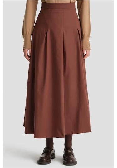 Armine Pileli Pamuk Etek 24k1705 Kızıl Kahve Kahverengi