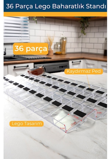 Mienda Home 36 Parça Baharatlık Şeffaf-lego Stand Çok Amaçlı Düzenleyici-mhydklego36-organizer Şeffaf