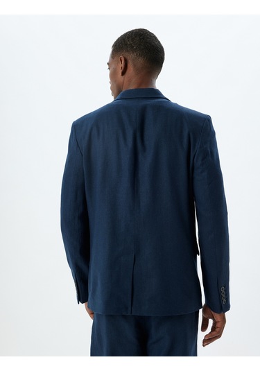 Koton Keten Karışımlı Blazer Ceket Slim Fit Mono Yaka Lacivert 4sam50052hw Lacivert