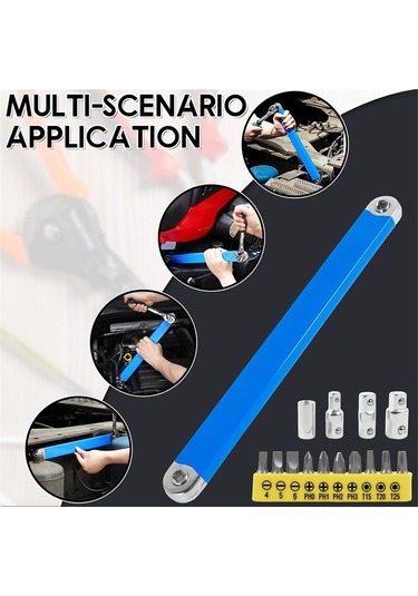 Xurunkeji Ofset Uzatma Anahtarı, 15 İnç Dar Alan Uzatma Anahtarı Seti, Dar Alanlar İçin Evrensel Sıfır Derece Cırcır Aleti