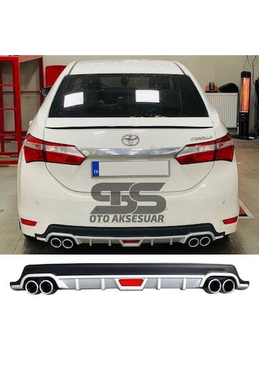 Toyota Corolla 2013-2018 Difüzör Arka Tampon Eki 4 Egzoz Çıkışlı Gri Tip