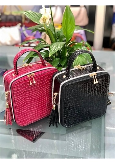 Sentt Deri Kare Taşlı Çanta Koyu Yeşil