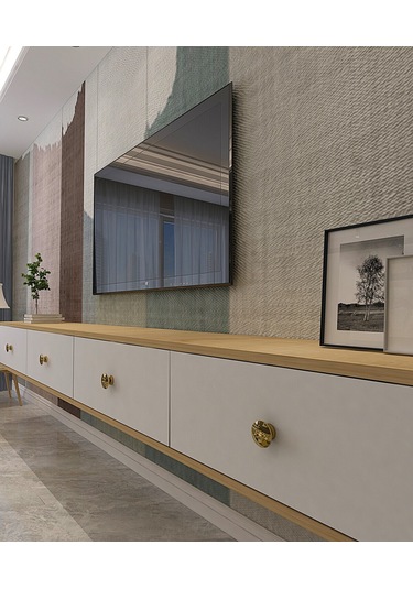 Tda2401dbg - Zuzu Double Duvara Montaj Tv Stand Safirmeşe-beyaz-gold 240cm Safirmeşe-beyaz