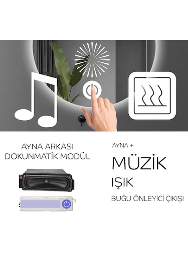 Ayna Arkası 220v Bluetooth Hoparlör Dokunmatik Sensör
