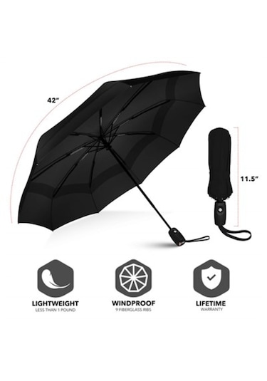 Repel Umbrella Teflonlu Rüzgara Dayanıklı Otomatik Unisex Şemsiye