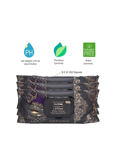 Deep Fresh Oriental Islak Mendil Oud 3'Lü Paket 360 Yaprak