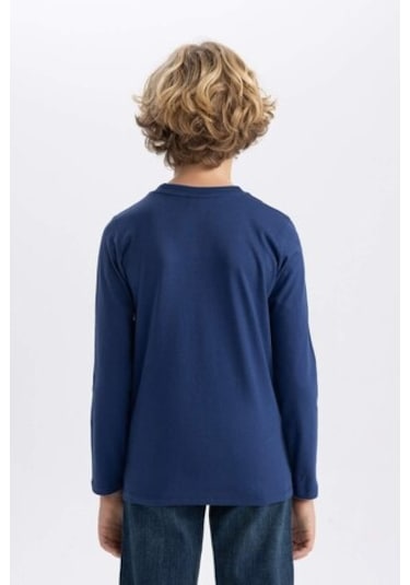 DeFacto Erkek Çocuk Bisiklet Yaka Basic Düz Uzun Kollu Tişört B7771A8NSNV131 Lacivert