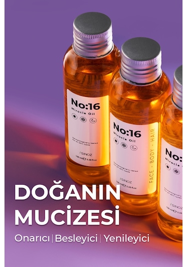 Sinoz No 16 Nemlendirici ve Işıltı Verici Mucizevi Bakım Yağı 100 ML
