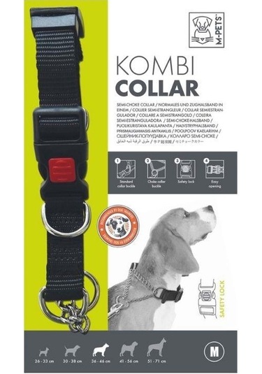 M-pets Kombi 2in1 Köpek Eğitim Tasması Siyah M