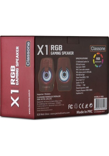 Classone X1 Red Rgb Gaming Hoparlör - Kırmızı