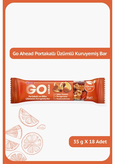 Go Ahead Portakallı Üzümlü Kuruyemiş Bar 35g X 18