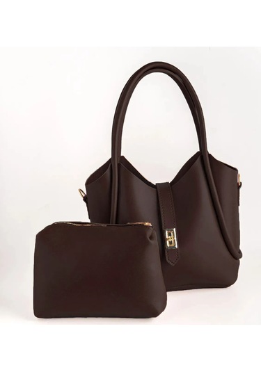 Kadın Makyaj Çantalı Yavrulu Kilit Kapama Detaylı Çapraz Askılı Omuz Çantası