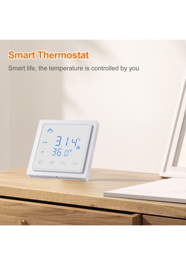 Tenfowee Beyaz Duvar Tipi Akıllı Sıcaklık Kontrol Cihazı - Ev Radyant Isıtma İçin Panel Termostatı, Yüksek Sıcaklık Korumalı Mh-1828