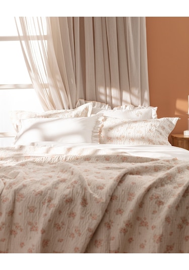 Madame Coco Julien Çift Kişilik Yatak Örtüsü Seti - Pudra Pudra