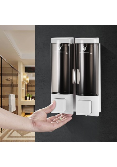 Tenfowee Duvar Montajlı Manuel Sabunluk, 200ml X 2, Şampuan Ve Duş Jeli Dispanseri, Banyo Ve Otel Kullanımı İçin Beyaz