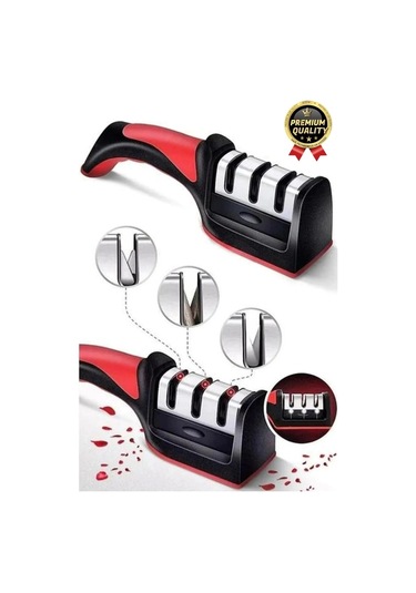 Profesyonel Ergonomik Pratik Keskin Paslanmaz Çelik Şef Mutfak 3 Kademeli Kolay Bıçak Bileme Aleti