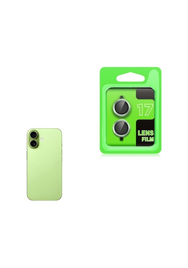 Adige İphone Uyumlu 17 Lens Koruyucu Yeşil + Ekran Koruyucu Yeşil