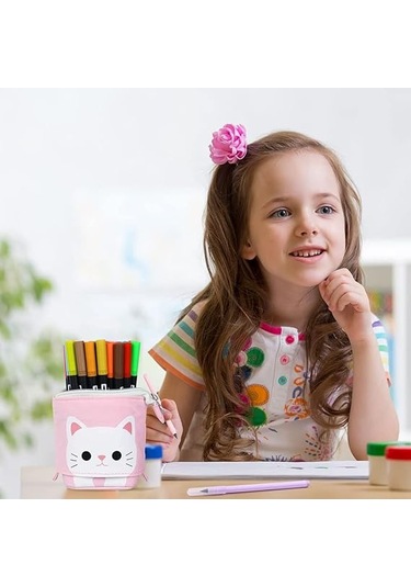 Teleskopik Kanvas Kalem Kutusu, 2 Mürekkepsiz Dolma Kalemli Ayaklı Kalem Kutusu, Erkek, Kız, Öğrenci Ve Ofis Malzemeleri İçin Kalem Kutusu Diğer