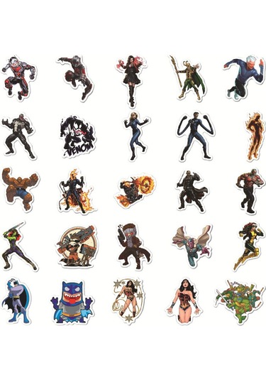 Araba Telefonu Dekorasyonu İçin 104 Adet Süper Kahraman Çizgi Film Su Geçirmez Çıkartma Çok Renkli