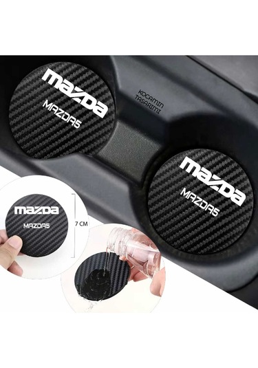 Mazda Mazda5 7 Cm Karbon Araç Bardak Altlığı Mazda Mazda5 Yazılı Şık Ve Dayanıklı Tasarım 2 Adet 2 Adet