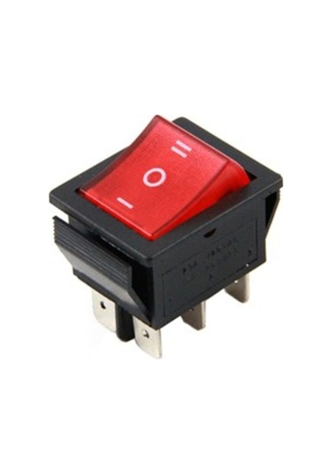 Tekli Geniş Işıklı Anahtar On-Off-On 6P (Siyah-Kırmızı)