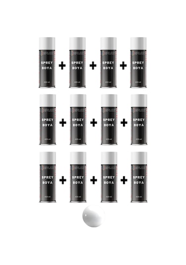 12 Adet Ral 9010 Parlak Beyaz Sprey Boya 400 Ml.