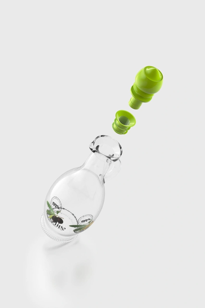 Renga Kibele Desenli 250 Ml Yeşil Kapaklı Cam Yağlık 152043 Yeşil