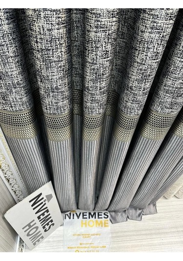 Nivemeshome Kehribar Ft614162 Gümüş 1/3 Sık Pileli Fon Perde Apm Gümüş