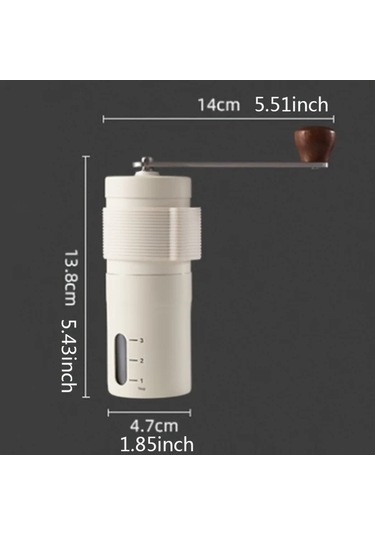 Honeybeeshop Beyaz Taşınabilir Paslanmaz Çelik Manuel Kahve Öğütücü Ahşap Saplı Seyahat Değirmeni