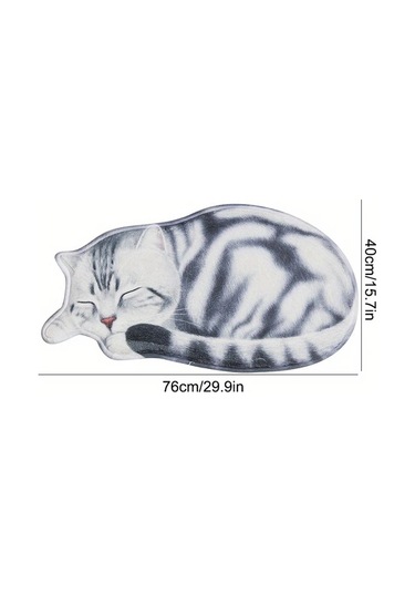 Elmpaly S10170 Kawaii Kedi Desenli Yumuşak Polyester Kaymaz Halı 15.75x29.92inç S10170 Boyut