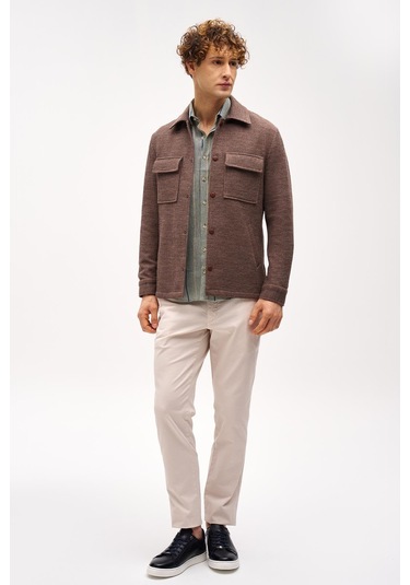 Erkek Kahve Slım Fıt / Dar Kalıp Std Ceket-16411 Kahve