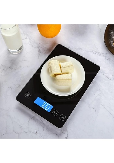 Dashanshop Siyah Mutfak Terazisi Evde Pişirme İçin 15kg 1g Hassas Dijital Meyve Sebze Tartısı -