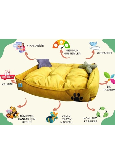 Mavi Vitrin Yıkanabilir Kedi ve Köpek Yatağı Large