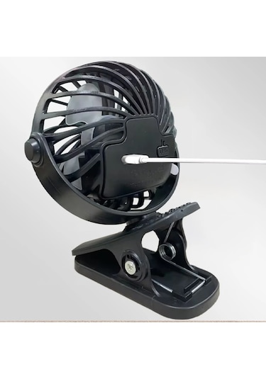 Mini Taşınabilir Usb Şarj Edilebilir Döndürülebilir Klipsli Masa Vantilatörü Mavi