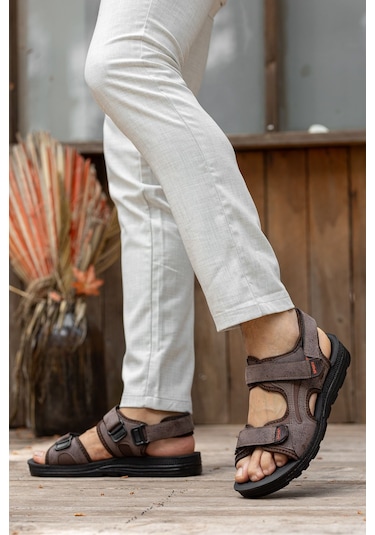 D2026 Günlük Ortopedik Confort Erkek Sandalet Kahverengi