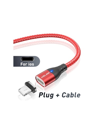 Uslıon Manyetik Şarj Kablosu Usb Mikro Tip C Hızlı Şarj Iphone Uyumlu 12 Telefon Kablosu Chınagreen1.5m