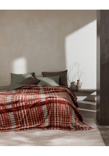 Fravonne Çift Kişilik Welsoft Baskılı Battaniye - Kahverengi 8684427292150 Toprak