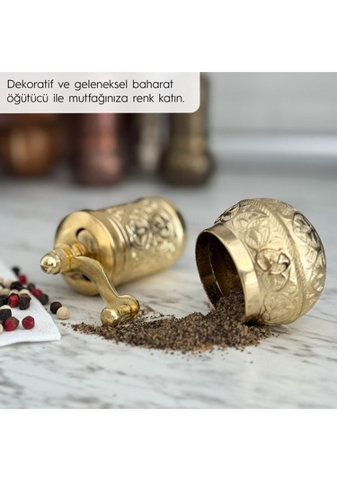 Sarı Zamak Karabiber El Değirmeni Öğütücü Grinder 11 Cm Sarı