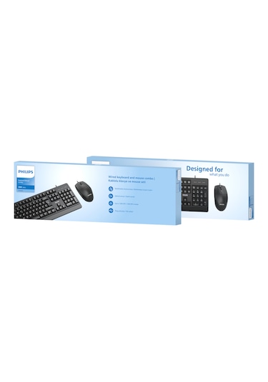 Philips SPT6247 Kablolu Türkçe Q Klavye ve Mouse Seti Siyah
