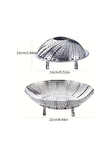 Dashanshop Silvery Paslanmaz Çelik Katlanır Buharlık Fırın Airfryer Izgara Sebze Meyve Pişirme