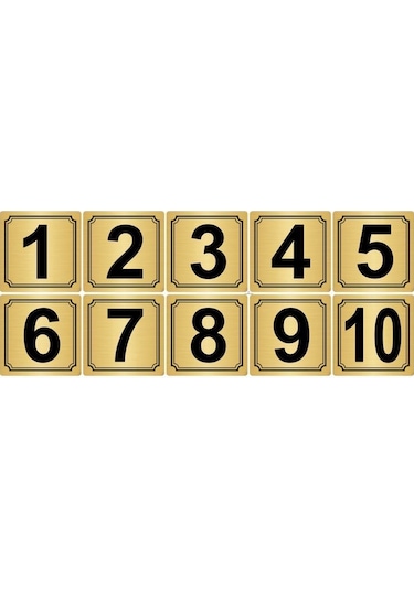 Altın Renk Metal Kapı Masa Dolap Numarası 3,5 Cm 3,5 Cm 10 Adet
