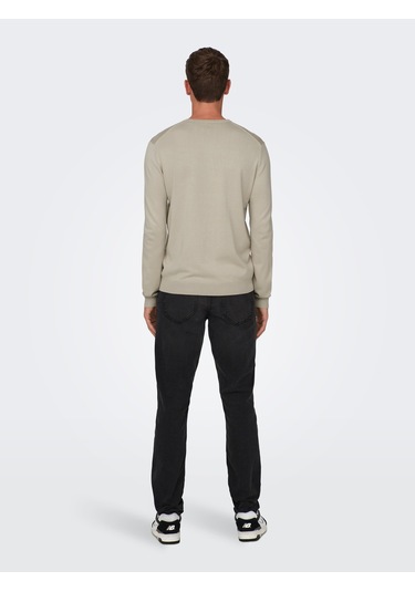 Only & Sons Erkek Bisiklet Yaka Regular Fit Kazak - 22020088 Siyah