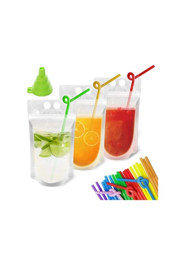 Suntek 100 Adet El Tipi İçecek Torbaları Fermuarlı Meyve Suyu