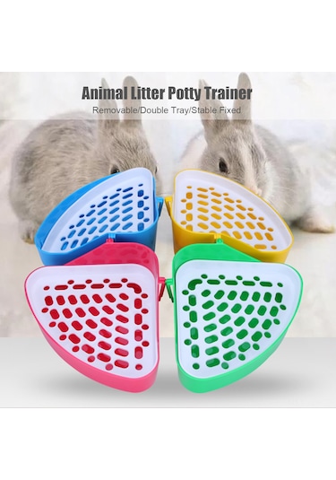 Geeroyoo Yeşil Üçgen Küçük Hayvan Tuvalet Eğiticisi - Tavşan, Kobay, Chinchilla İçin Hijyenik Ve Kolay Temizlenebilir