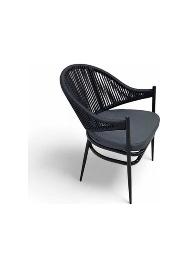 Papatya İp Örgü Alüminyum 4 Lü Masa Takımı Antrasit